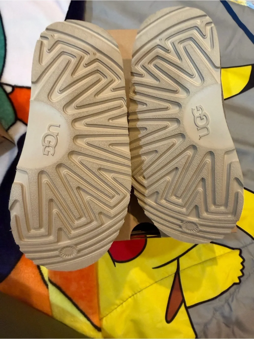 UGG Kids Tan Suede Slip-On Fleece-Lined Slippers in box